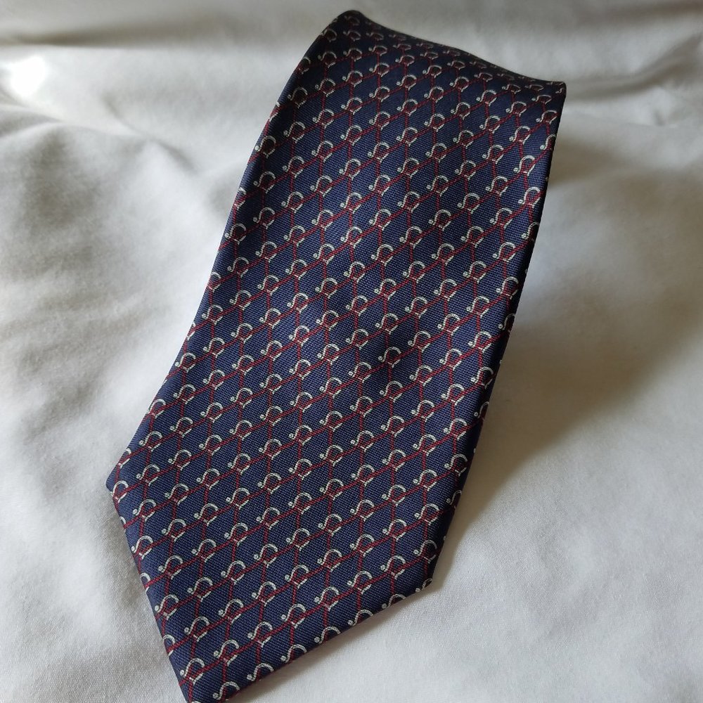 Brookville Collection Blue Geometric Men's Silk Tie Necktie Made USA